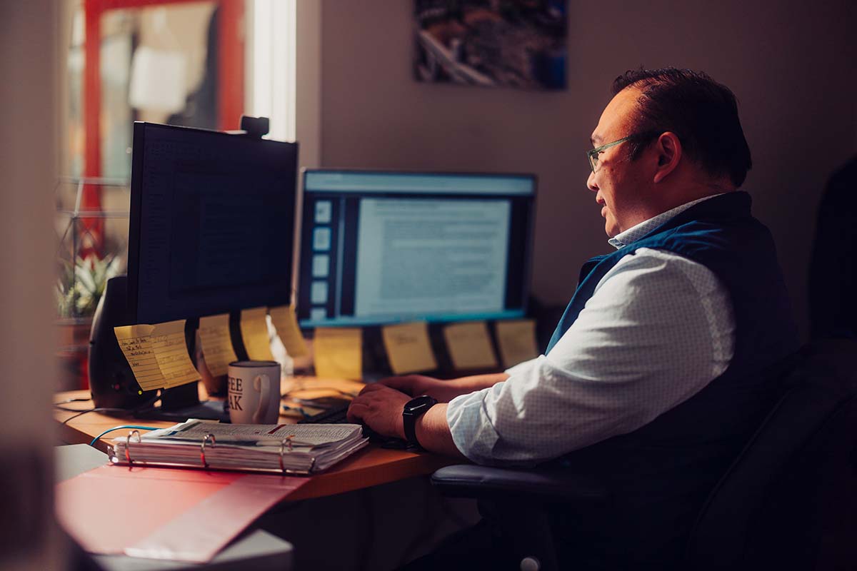 Hard at work at the computer